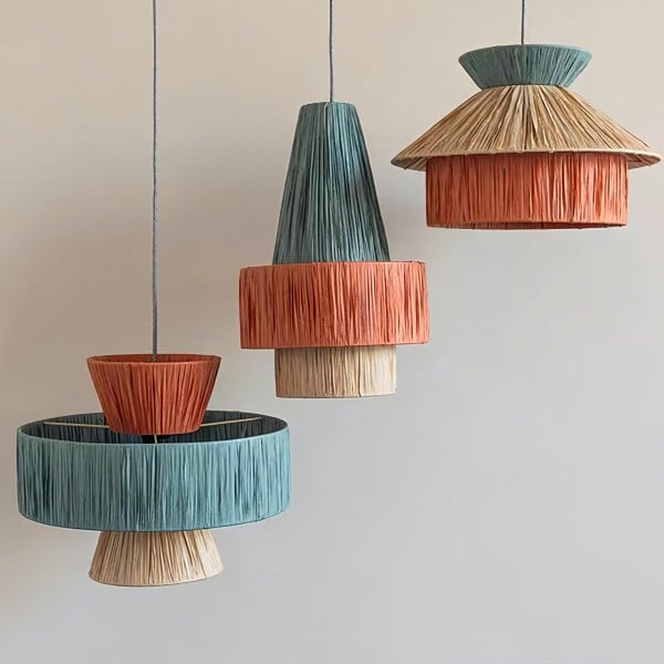 Handgeweven raffia hanglamp – Boho Chic Natural Lighting S239