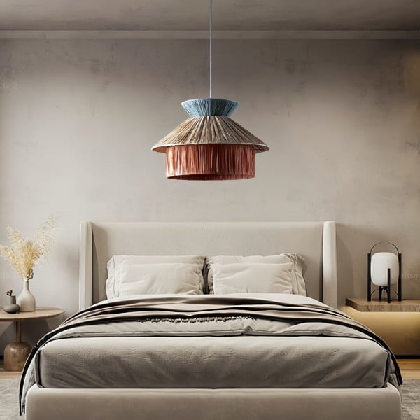 Handgeweven raffia hanglamp – Boho Chic Natural Lighting S239