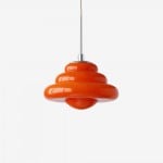 Graceful Glass Pendant Lamp with Sculptural Wooden Detail S248