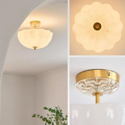 Milky White Glass Flower Ceiling Lamp P001