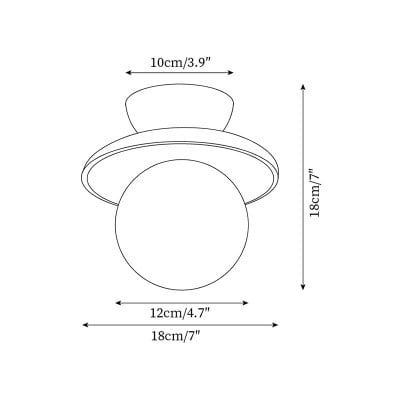 Wooden Bowl-shaped Body and White Glass Globe Lampshade Ceiling lamp P014