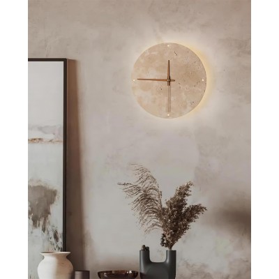 Travertine Clock Wall Lamp P079