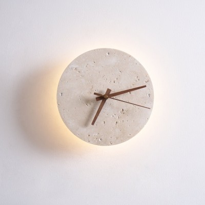 Travertine Clock Wall Lamp P079