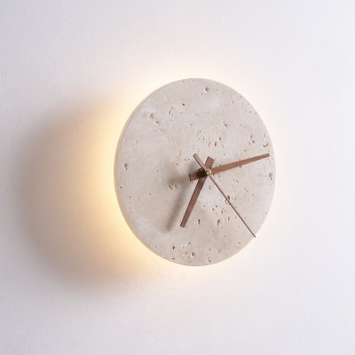 Travertine Clock Wall Lamp P079