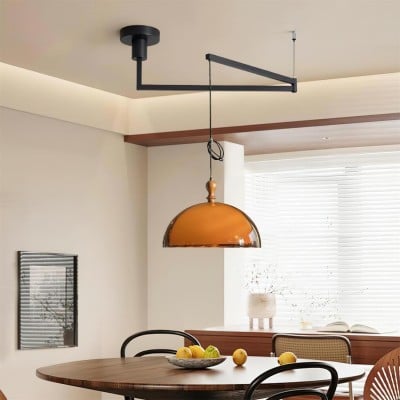 Retro Double-layer Lampshade Swing Arm Pendant Lamp P018