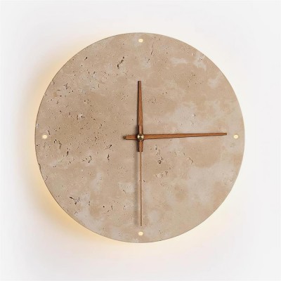 Travertine Clock Wall Lamp P079
