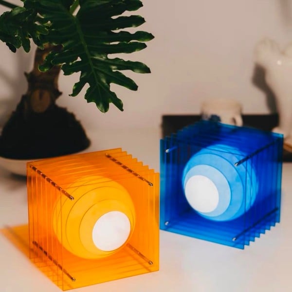 Geometric Moon Cube Lamp – Atmospheric luminous sphere S252