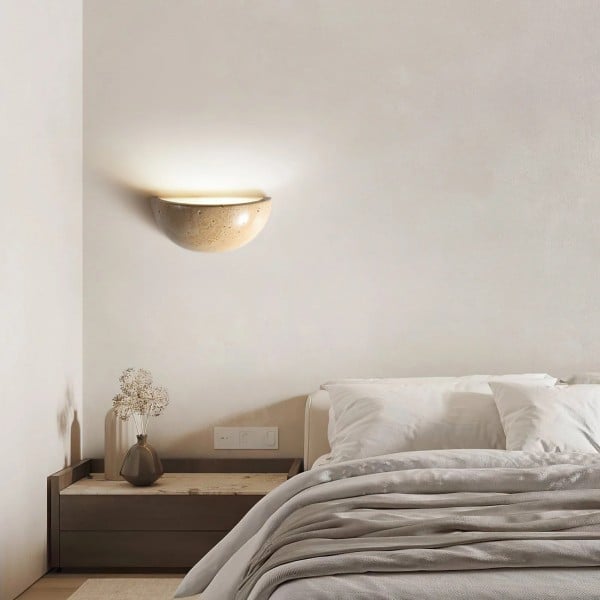 Dome Travertine Wall Sconce – Natural Stone Half Sphere Light S305
