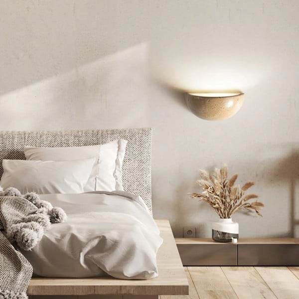 Dome Travertine Wall Sconce – Natural Stone Half Sphere Light S305