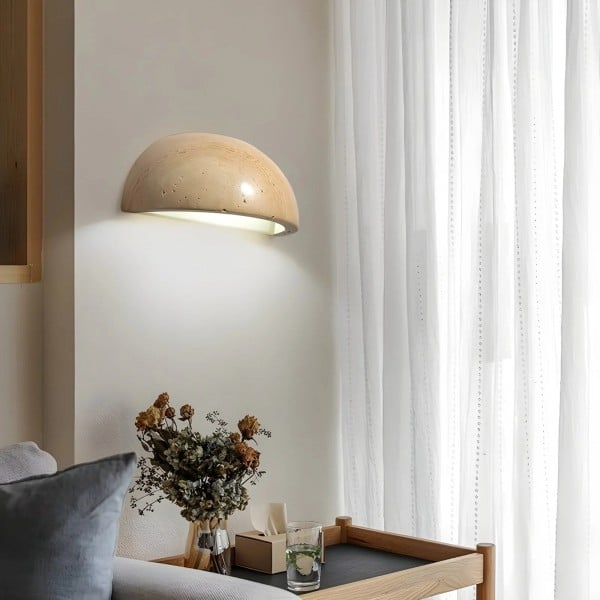 Dome Travertine Wall Sconce – Natural Stone Half Sphere Light S305