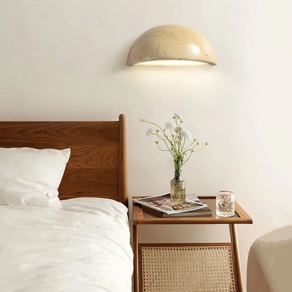 Dome Travertine Wall Sconce – Natural Stone Half Sphere Light S305