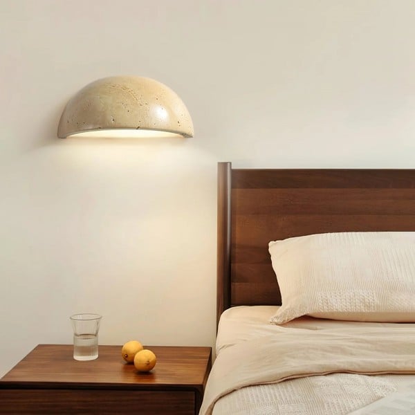 Dome Travertine Wall Sconce – Natural Stone Half Sphere Light S305