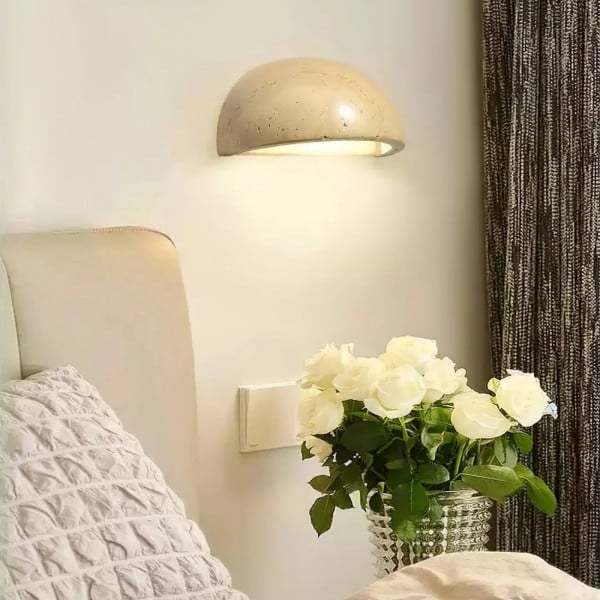 Dome Travertine Wall Sconce – Natural Stone Half Sphere Light S305