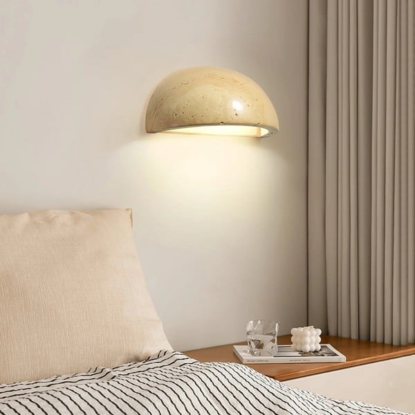Dome Travertine Wall Sconce – Natural Stone Half Sphere Light S305