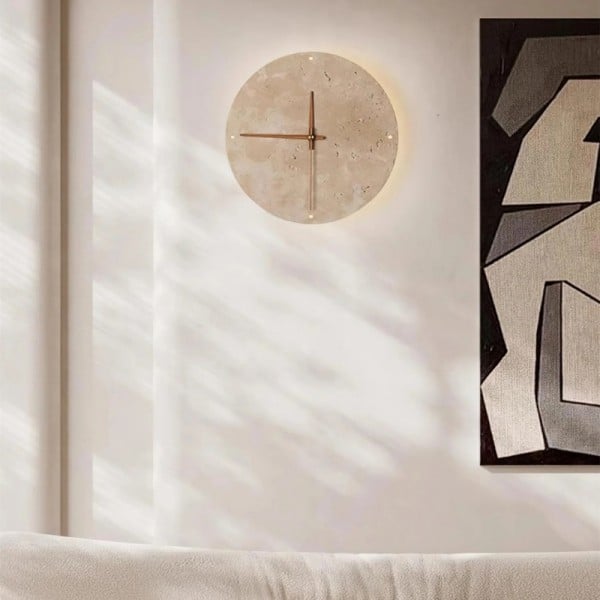 Modern Travertine Clock Wall Lamp – Creative LED Light S302