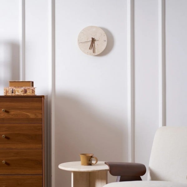Modern Travertine Clock Wall Lamp – Creative LED Light S302