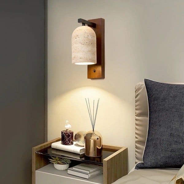 モダンなトラバーチンシリンダーウォールランプ - リビングルームの温かみのある光 S318