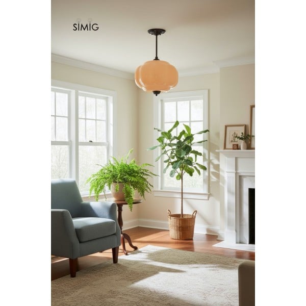 Eloise Vintage Glass Pendant Light - Elegant Design Semi-Flush Mount Light G53