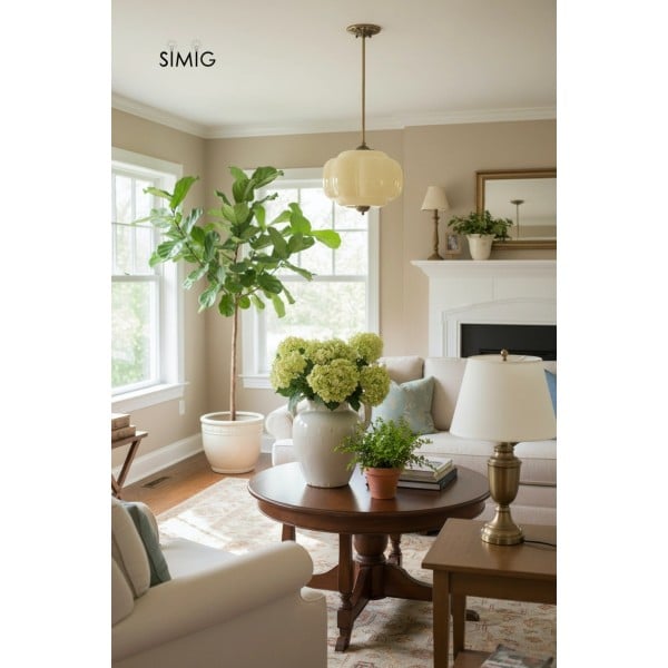 Eloise Vintage Glass Pendant Light - Elegant Design Semi-Flush Mount Light G53