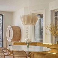 Scandinavian Pleated Fabric Pendant Light – Adjustable Hanging Lamp for Dining Room T191