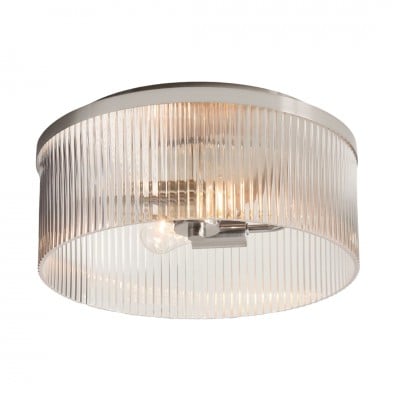 Bravira plafondlamp - geribbeld en gebold glas - metaallamp T071