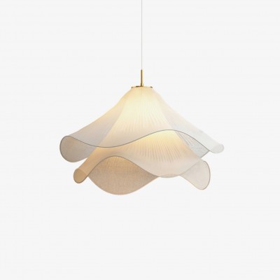 Ethereal Bloom Flower Pendant Light - Elegant White Fabric Pendant Light T087