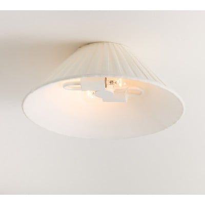 Luvora Pleated Shade Flush Mount - Fabric Round Design for Low Ceilings T199