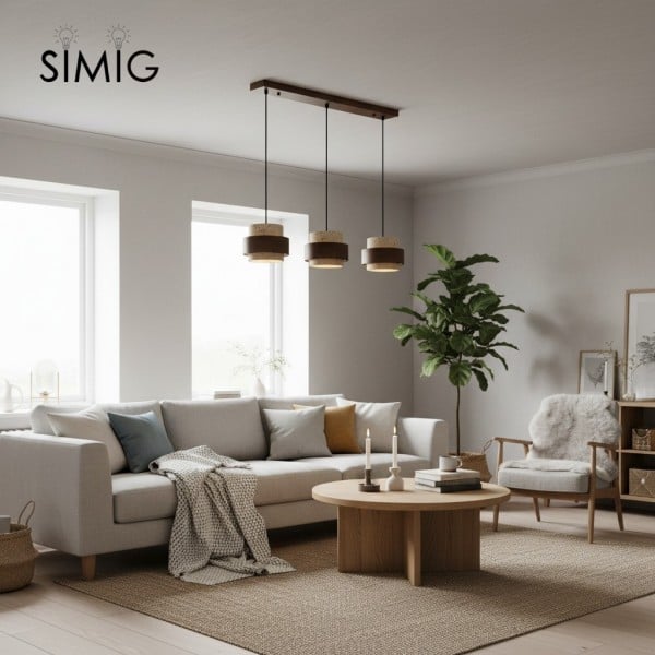 Natural Cylindrical Travertine Walnut Pendant Light M169