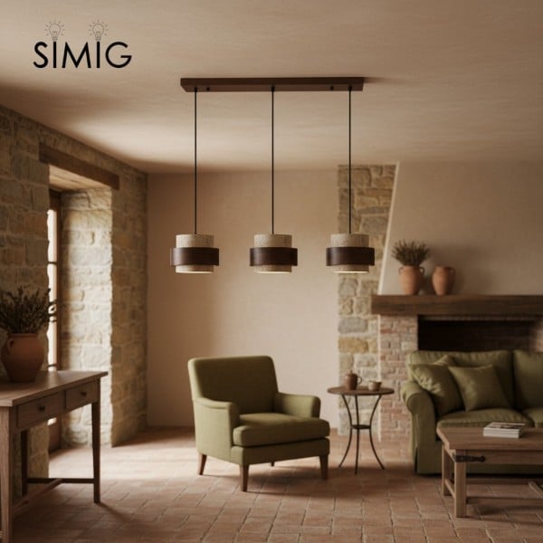 Natural Cylindrical Travertine Walnut Pendant Light M169