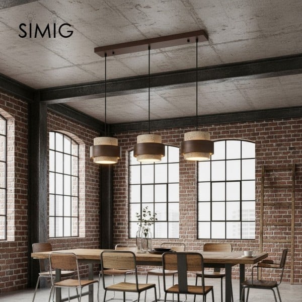 Natural Cylindrical Travertine Walnut Pendant Light M169