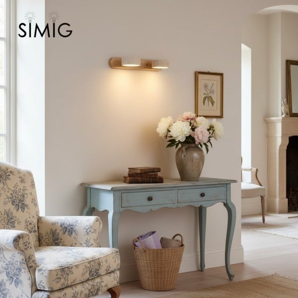 Travertine Walnut Double Wall Light for Bathroom G115