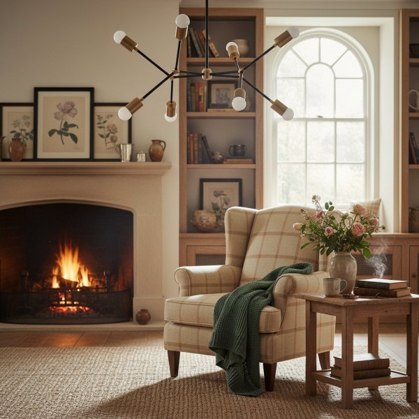 Mobilux Line Nowoczesny geometryczny żyrandol - mosiężna lampa sufitowa T321