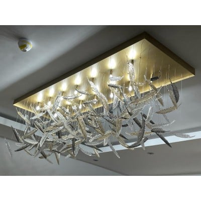 Artystyczny, luksusowy szklany żyrandol z piórami S362