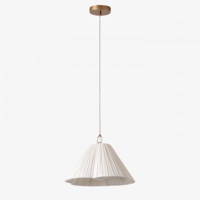 Blossome messing hanglamp - gegolfde linnen kap voor de woonkamer T442