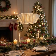 Scandinavian Pleated Fabric Pendant Light – Adjustable Hanging Lamp for Dining Room T191