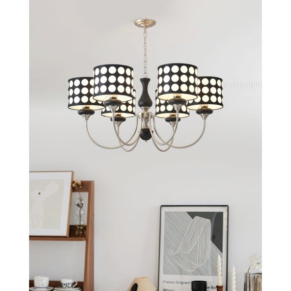 Lampadario in tessuto a pois neri Geometry S364