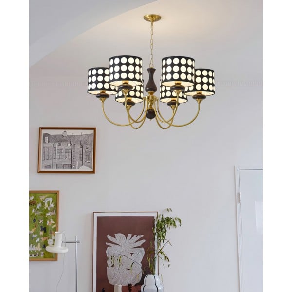 Lampadario in tessuto a pois neri Geometry S364