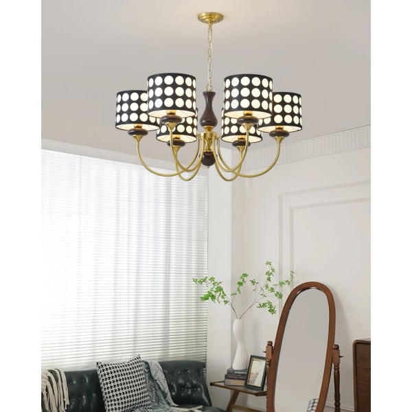 Lampadario in tessuto a pois neri Geometry S364