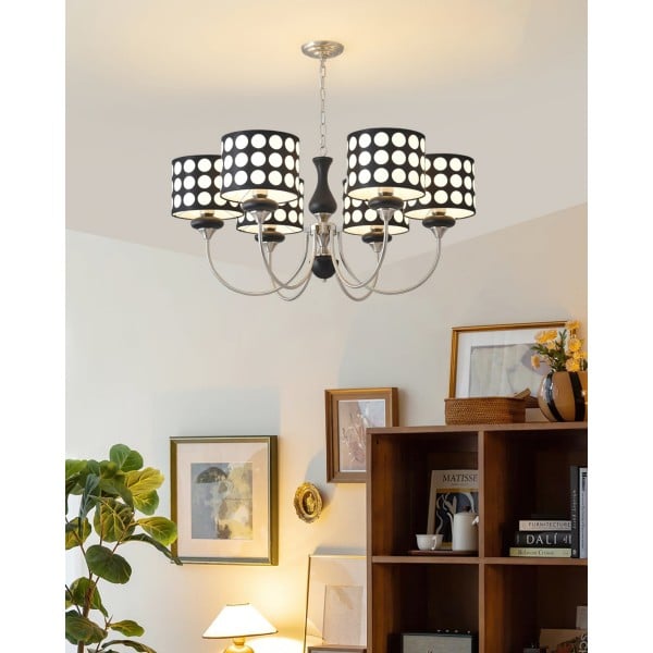 Lampadario in tessuto a pois neri Geometry S364