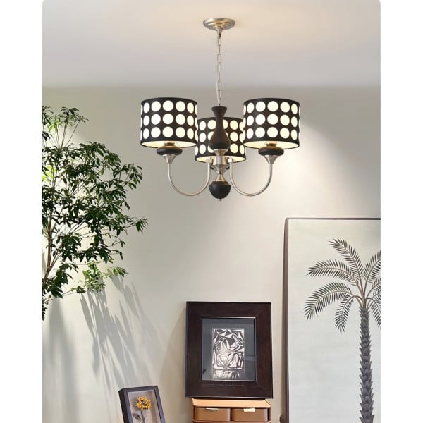 Lampadario in tessuto a pois neri Geometry S364