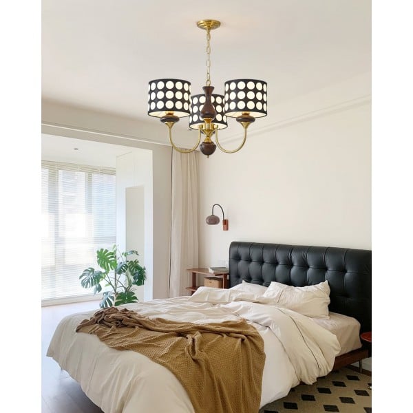 Lampadario in tessuto a pois neri Geometry S364