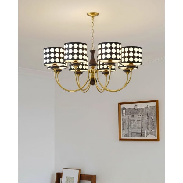 Lampadario in tessuto a pois neri Geometry S364