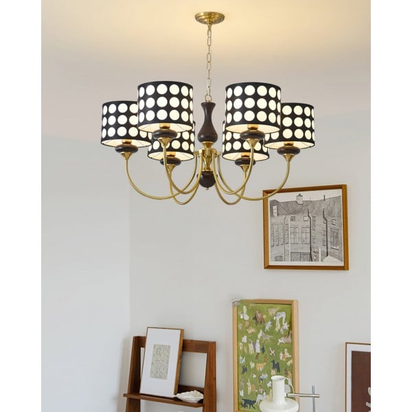 Lampadario in tessuto a pois neri Geometry S364