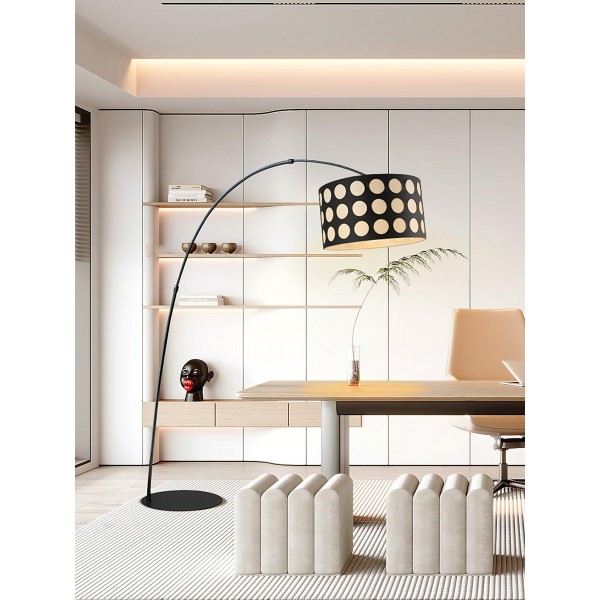 Lampada da terra in tessuto Geometry Polka Arc S363