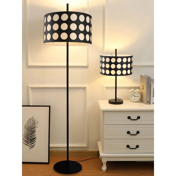 Lampada da terra in tessuto Geometry Polka Arc S363
