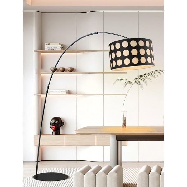 Lampada da terra in tessuto Geometry Polka Arc S363