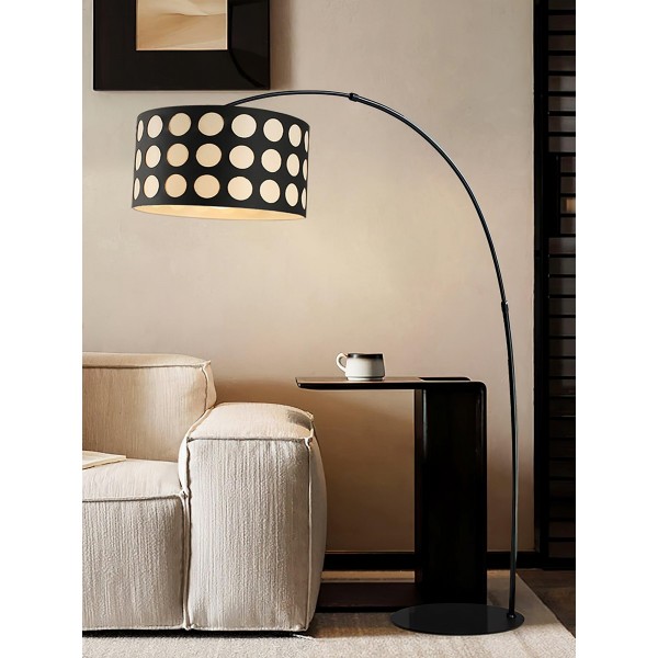 Lampada da terra in tessuto Geometry Polka Arc S363