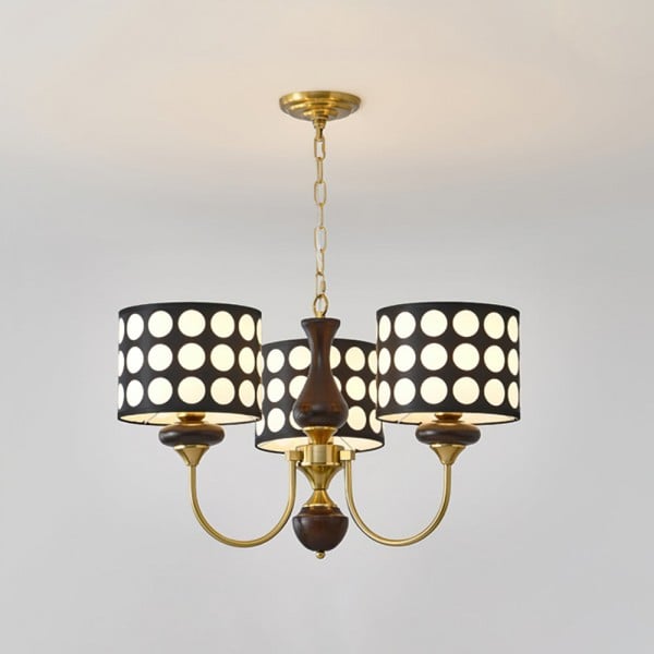 Lampadario in tessuto a pois neri Geometry S364