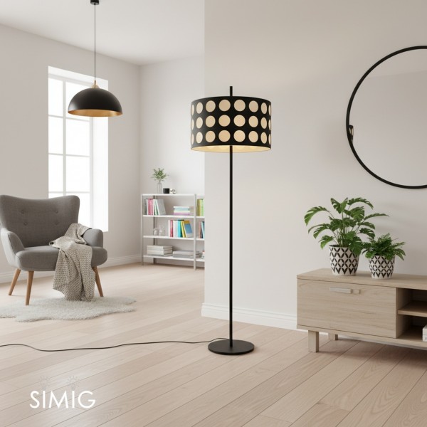 Lampada da terra in tessuto Geometry Polka Arc S363