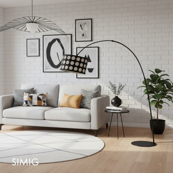 Lampada da terra in tessuto Geometry Polka Arc S363